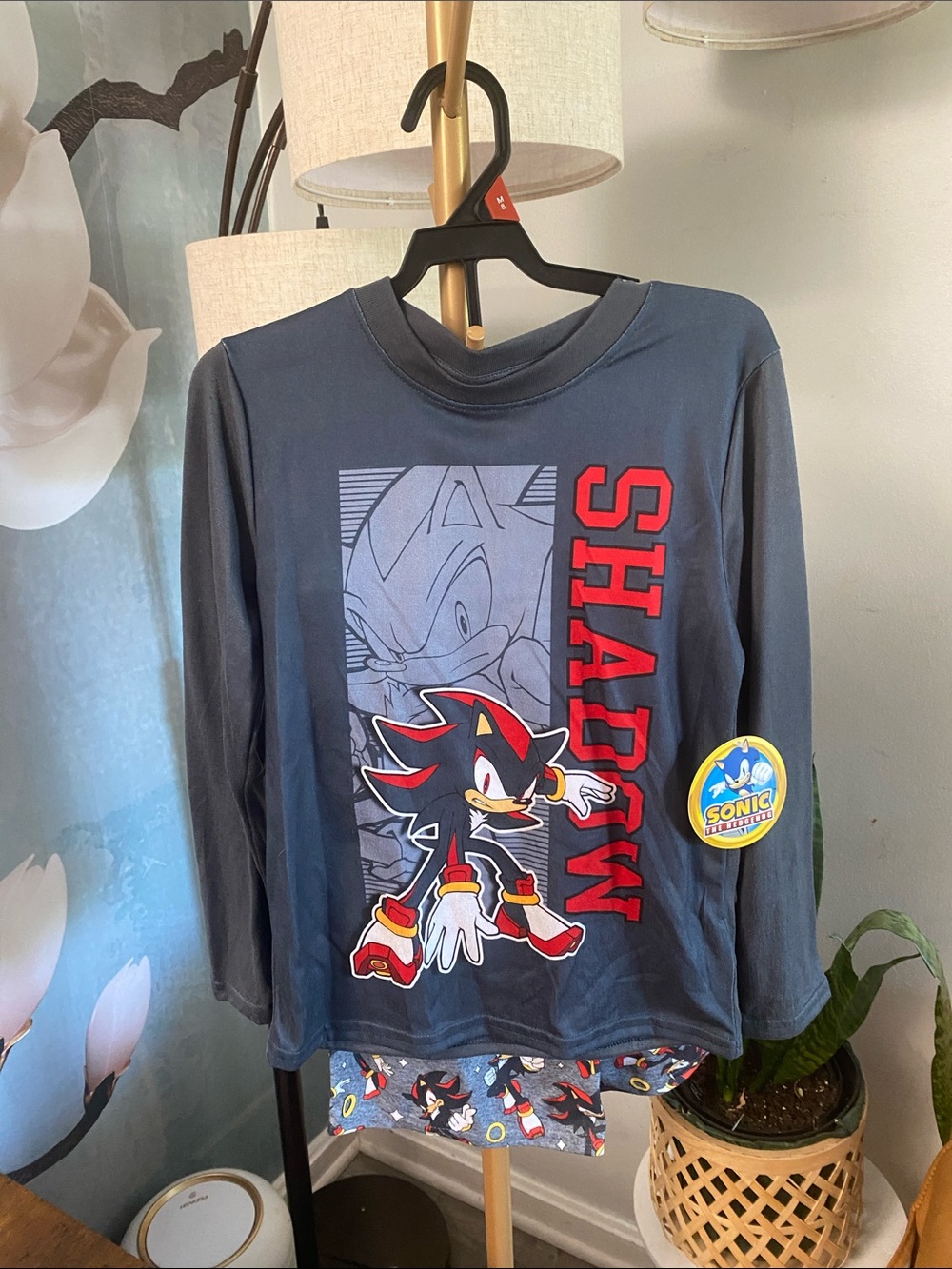 Shadow the Hedgehog Kids Long-Sleeve Top - Black size 8 NWT